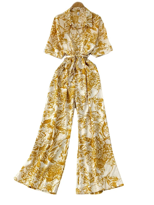 Floral Wide-Leg Jumpsuit | Wovetsa
