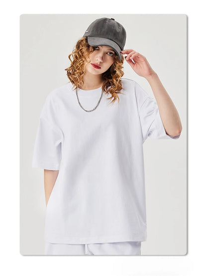 100% Cotton Drop-Shoulder Basic Tee | Wovetsa