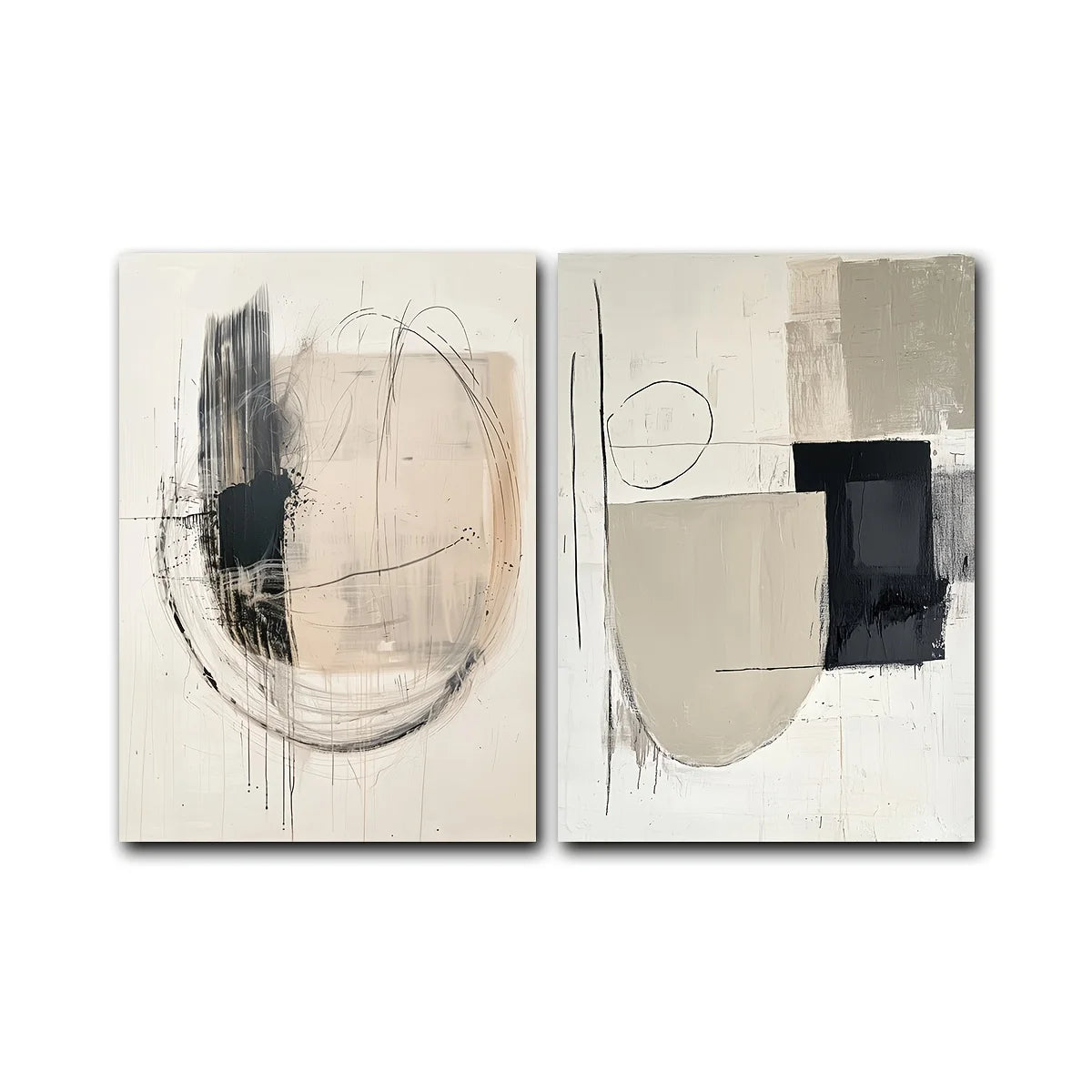 Set of 2 Geometric Abstract Canvas Prints | Wovetsa