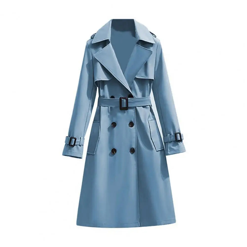 Women's Double-Breasted Long Trench Coat | Wovetsa
