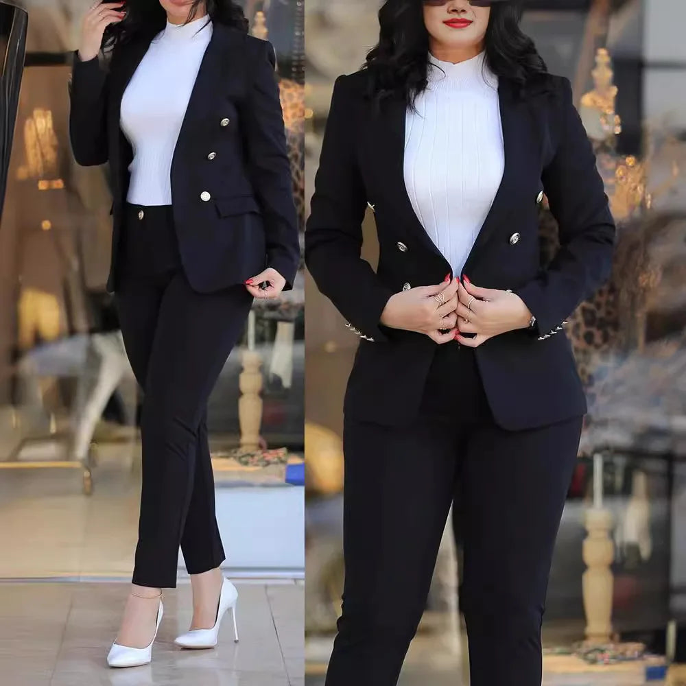 Slim Fit Blazer & Straight Leg Pants Two Piece Suit | Wovetsa