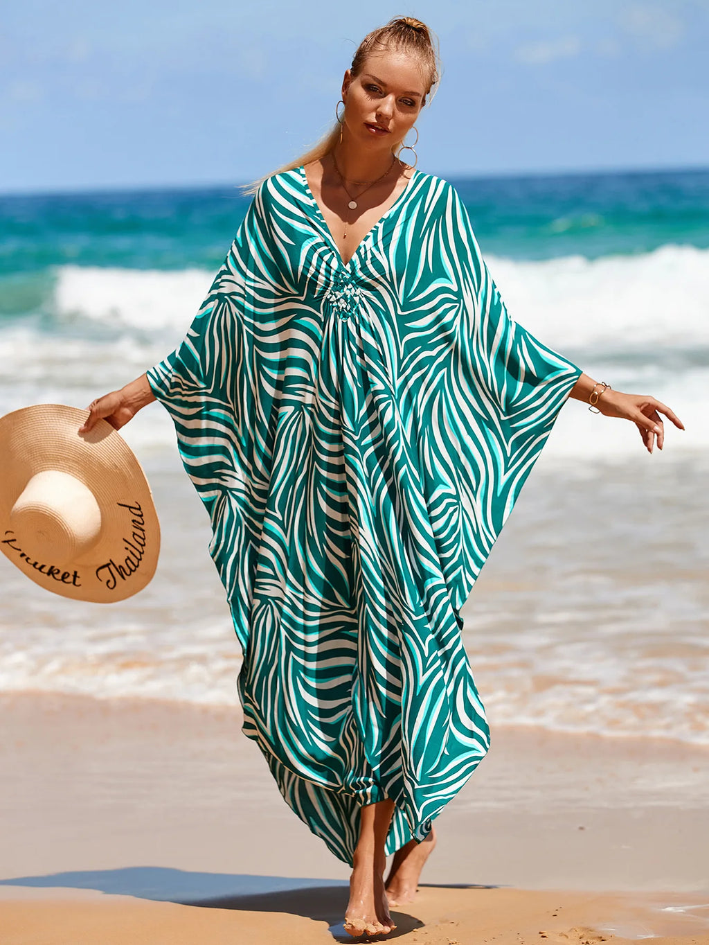 Animal Print Kaftan Beach Cover-Up Dress | Wovetsa