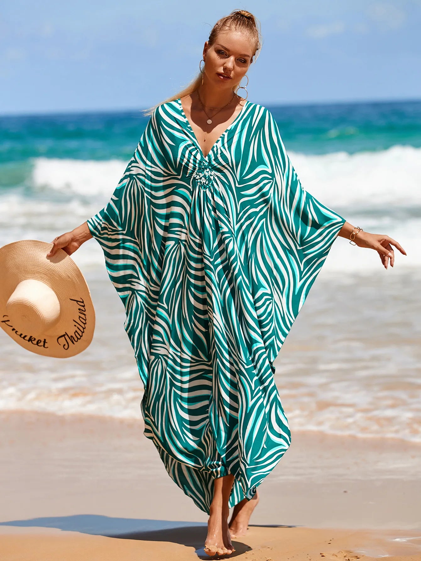 Animal Print Kaftan Beach Cover-Up Dress | Wovetsa