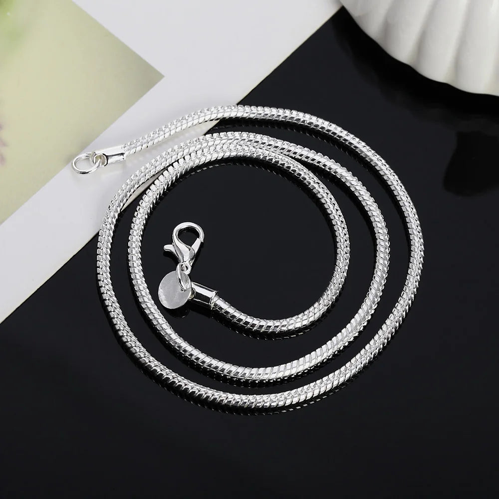 925 Silver Snake Chain Necklace (1mm / 2mm / 3mm) | Wovetsa