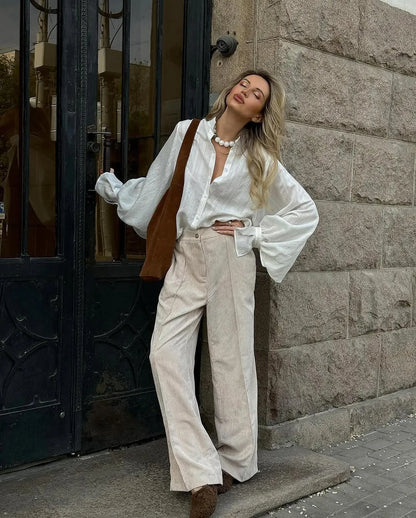 Oversized Cotton Puff Sleeve Shirt | Wovetsa