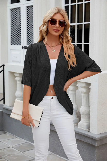 Cropped Open-Front Cardigan | Wovetsa