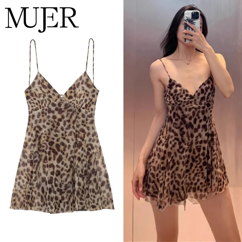 Leopard Print Backless Mini Dress | Wovetsa