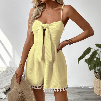 Loose Solid Short Romper | Wovetsa