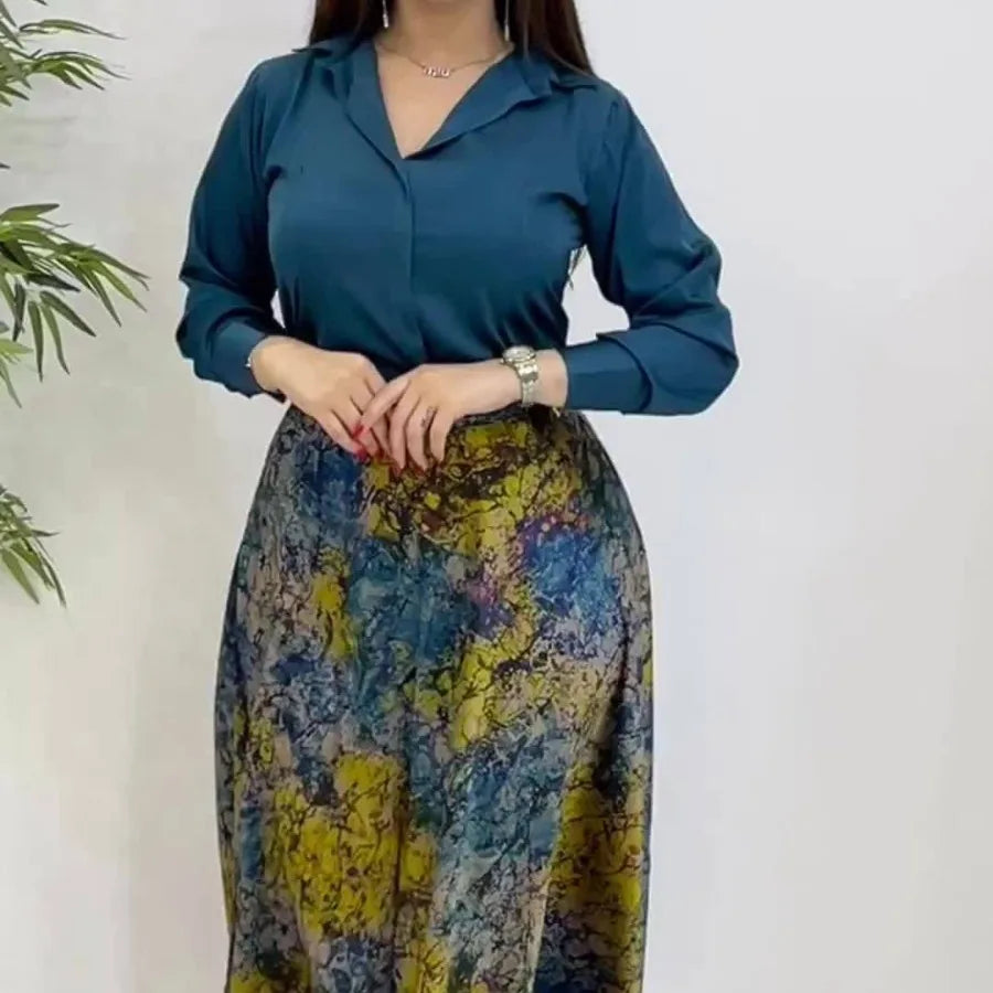 Printed Dress & Shirt Two-Piece Set | Wovetsa