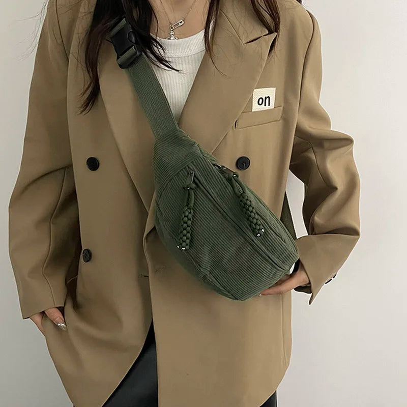 Corduroy Fanny Pack Crossbody Waist Bag | Wovetsa