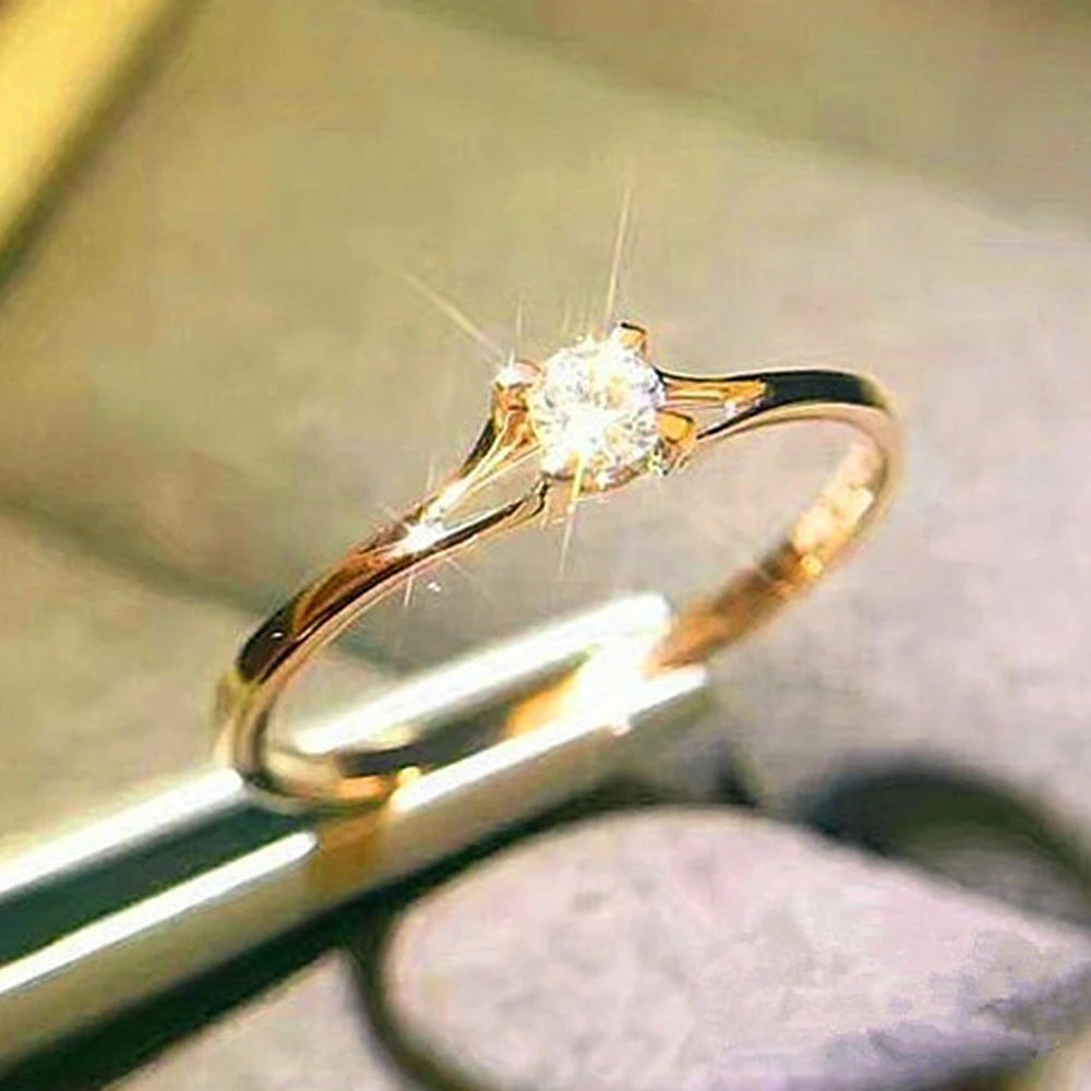 Minimalist CZ Wedding Band Ring | Wovetsa