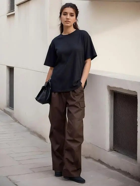 100% Cotton Drop-Shoulder Basic Tee | Wovetsa