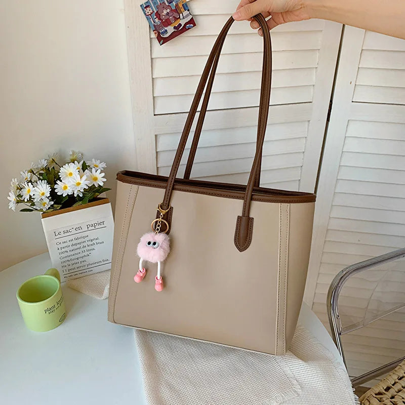 Korean PU Leather Shoulder Tote | Wovetsa