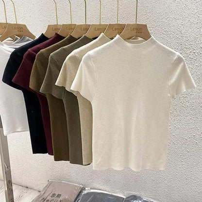 Mock Neck Knit Sweater Top | Wovetsa