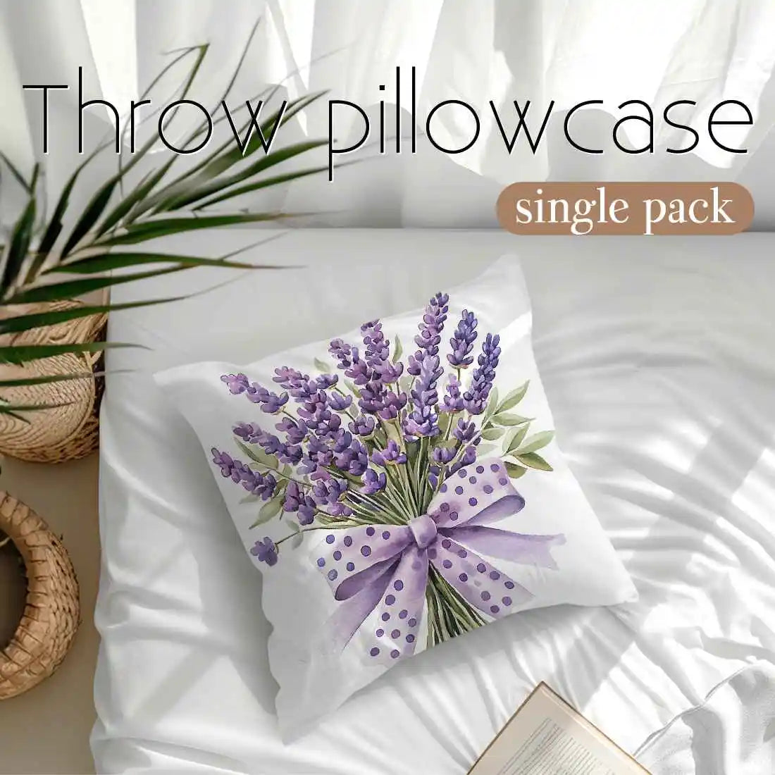 Fantasy Lavender Bicycle Print Cushion Cover Decorative Pillowcase | Wovetsa