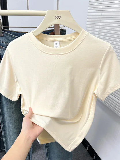 Solid Short Sleeve Casual Top | Wovetsa