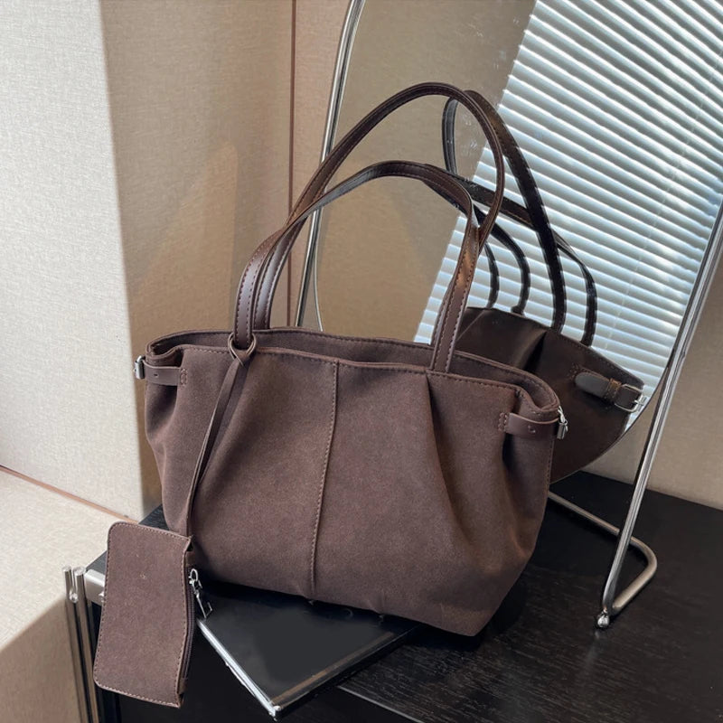 Large Suede Bucket Tote Bag | Wovetsa