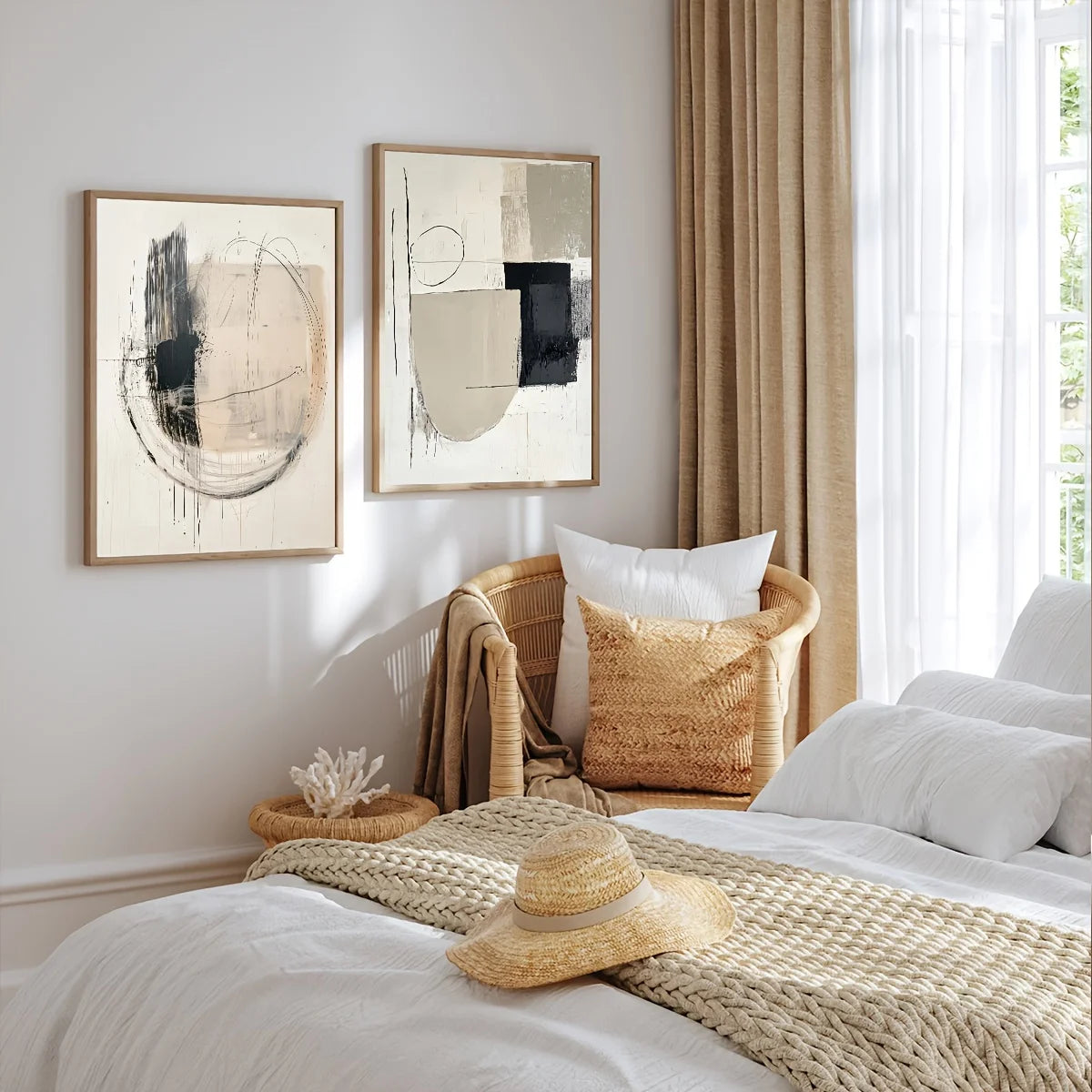 Set of 2 Geometric Abstract Canvas Prints | Wovetsa