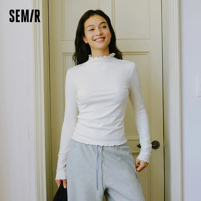 Wool Ruffled Trim Knit Top | Wovetsa