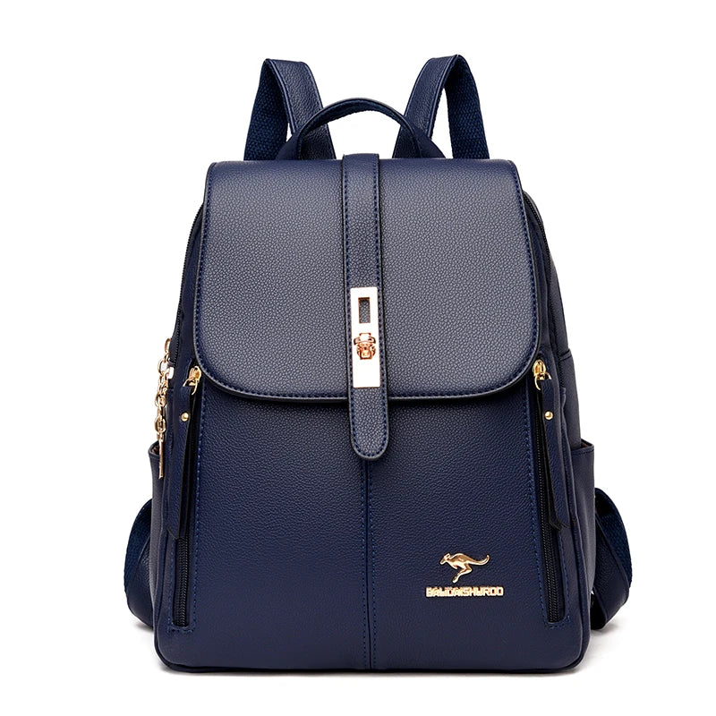 Women's PU Leather Backpack with Lock Detail | Wovetsa