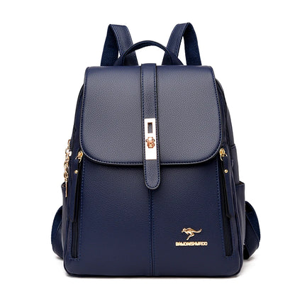 Women's PU Leather Backpack with Lock Detail | Wovetsa