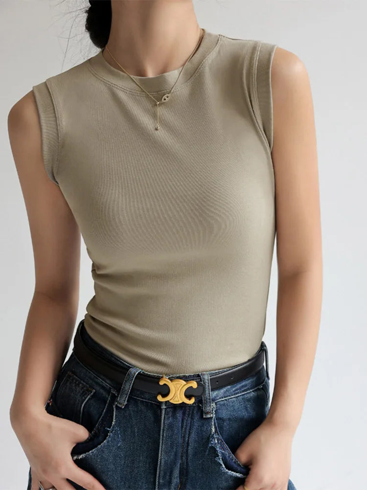 Round Neck Basic Camisole Vest Top | Wovetsa