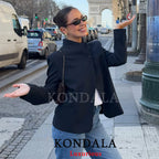 Solid O-Neck Straight Blazer | Wovetsa