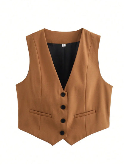 Cropped Suit Vest | Wovetsa