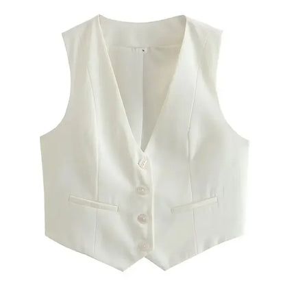 Cropped Suit Vest | Wovetsa