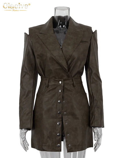 Long Sleeve Blazer & High-Waist Mini Skirt Two-Piece Set | Wovetsa