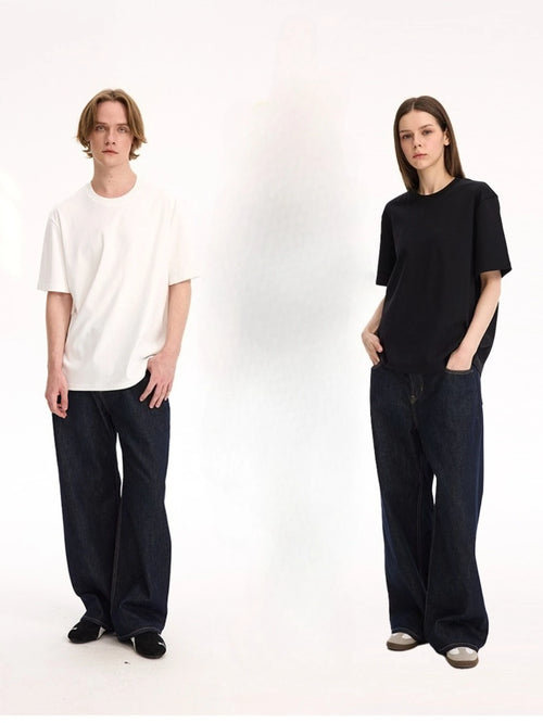 100% Cotton Drop-Shoulder Basic Tee | Wovetsa