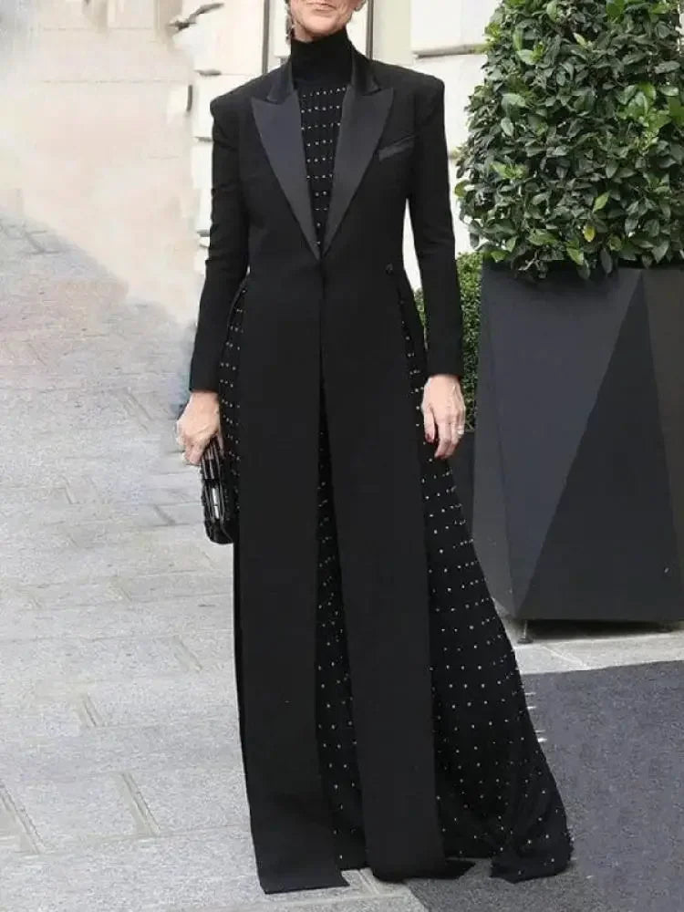 Extra Long Split Slim Blazer Coat | Wovetsa