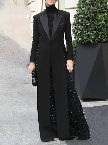 Extra Long Split Slim Blazer Coat | Wovetsa