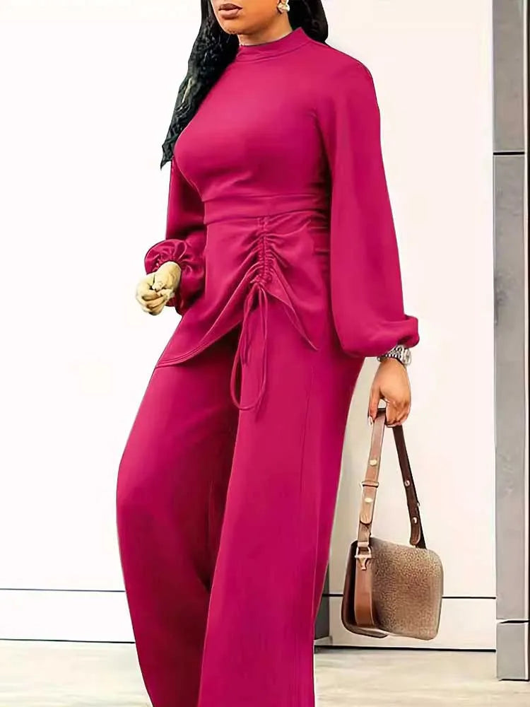 Plus Size Draped Long Sleeve Jumpsuit | Wovetsa
