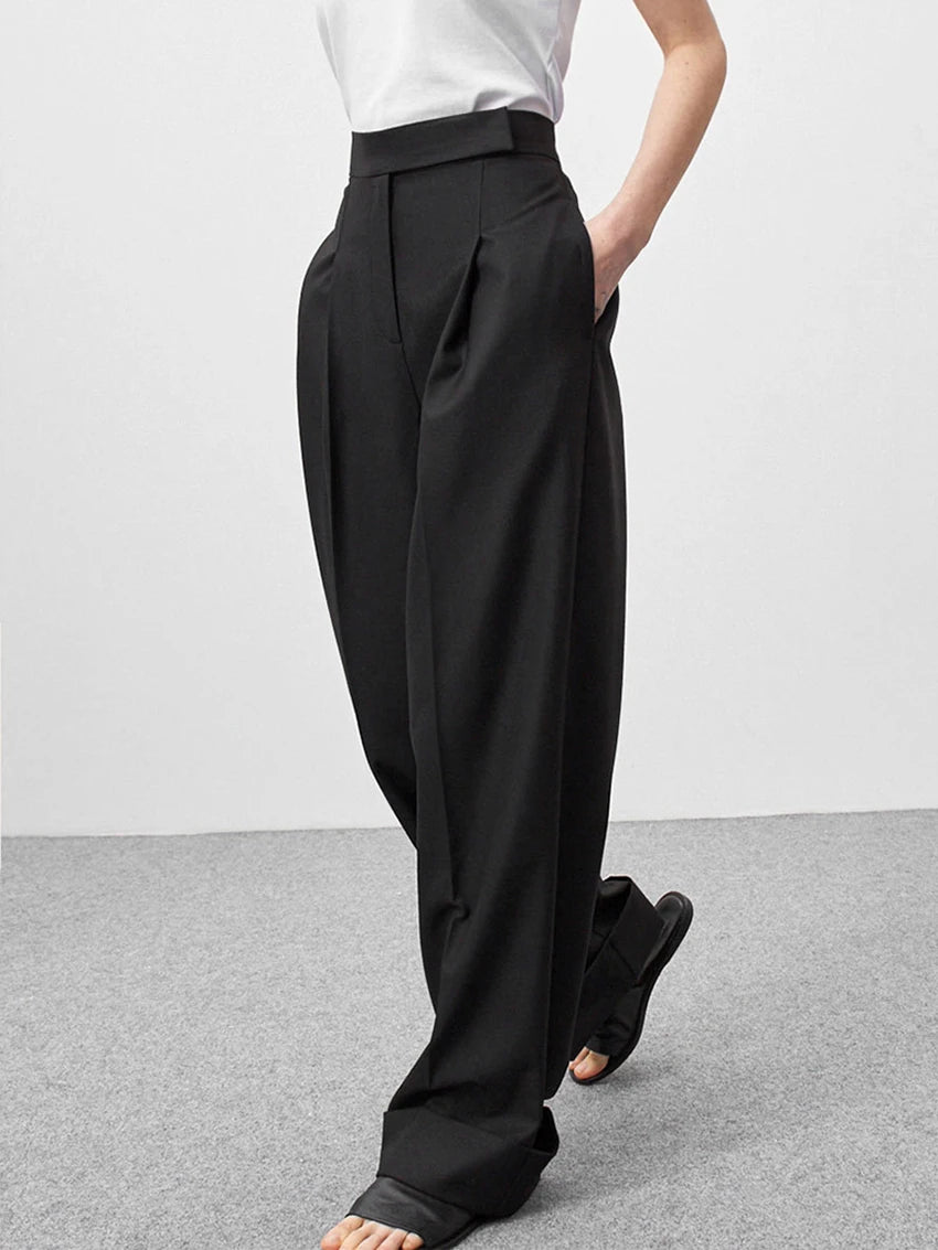 High-Waist Wide-Leg Office Trousers | Wovetsa