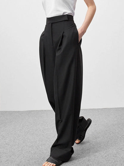 High-Waist Wide-Leg Office Trousers | Wovetsa