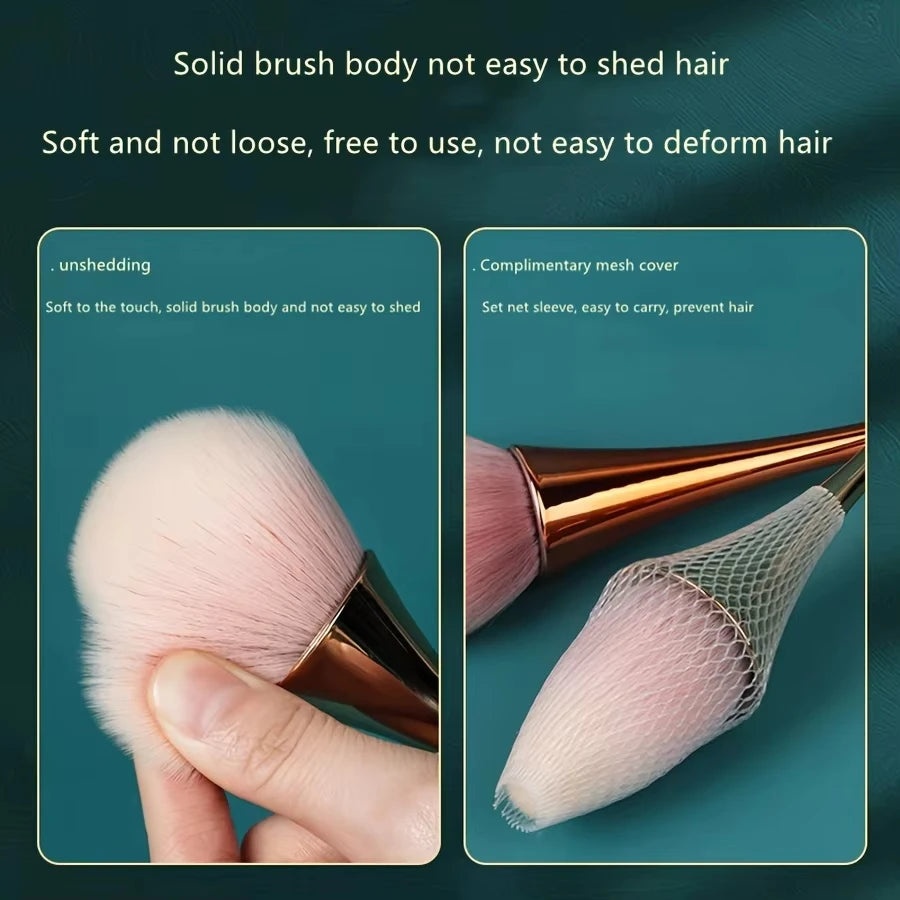 Rose Gold Fan Makeup Brush | Wovetsa