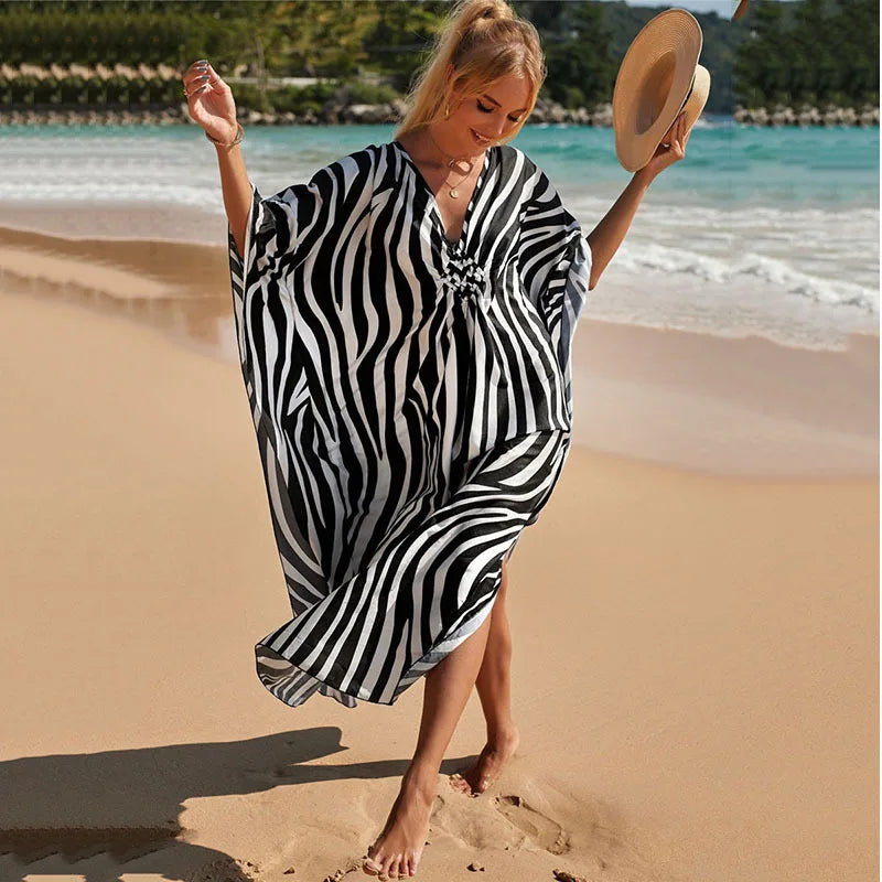 Animal Print Kaftan Beach Cover-Up Dress | Wovetsa
