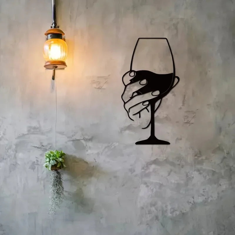 Wine Glass Metal Wall Art | Wovetsa