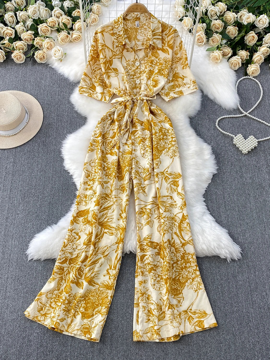Floral Wide-Leg Jumpsuit | Wovetsa
