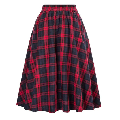 High Waist Plaid A-Line Swing Skirt | Wovetsa