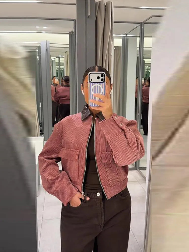 Lapel Lace-Up Cropped Jacket | Wovetsa