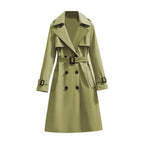 Women's Double-Breasted Long Trench Coat | Wovetsa