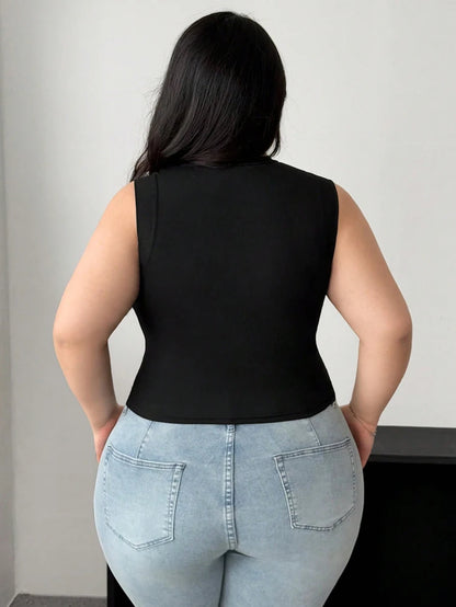 Plus Size Mesh Splicing Sleeveless Blouse | Wovetsa