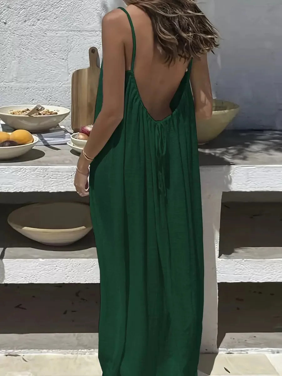 Loose Fit Spaghetti Strap Vacation Dress | Wovetsa