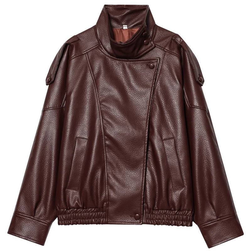 Cropped Leather Bomber Jacket | Wovetsa