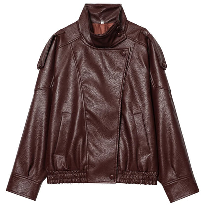 Cropped Leather Bomber Jacket | Wovetsa