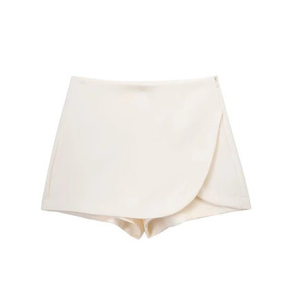 High Waist Asymmetric Mini Skort | Wovetsa