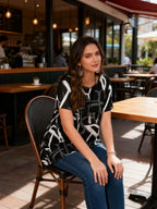 Plus Size Abstract Print Loose T-Shirt | Wovetsa