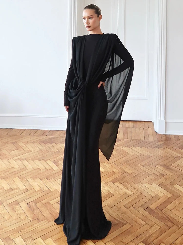 Patchwork Ruched Slim Maxi Bodycon Dress | Wovetsa